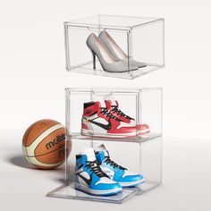 PRICES MAY VARY. 🧃【LARGE CAPACITY SHOE ORGANIZER BOX】-The shoe box dimension is: 14.2(L)x10.63(W)x8.66(H) Inches, fit shoes size up to 14, whether it is high-top or low-top shoes, it can be easily put in, no longer to lay your shoes flat again, keep your shoes organized and in shape like new. 🧃【EASY TO ASSEMBLE】-Our Shoe organizer bins are super easy to assemble, just follow our instructions in our description or instructions in your box, Assemble the shoes organizer in minutes. 🧃【STURDY & ST Shoe Organizer For Closet, Sneaker Storage Box, Shoe Box Organizer, Shoe Storage Boxes, Sneaker Displays, Shoe Rack Storage, Shoe Containers, Sneaker Storage, Collapsible Storage Bins