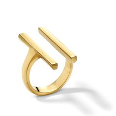 Make a bold statement with a minimalist look when you wear this Soko Double Bar ring. Brass with 24K gold plate This open design features a pair of sleek parallel bars Handcrafted by artisans in Kenya using traditional techniques