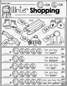 a worksheet for the winter shopping