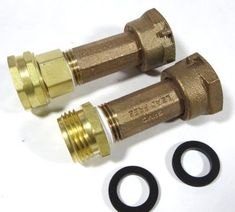 two brass fittings with black rubber o - rings