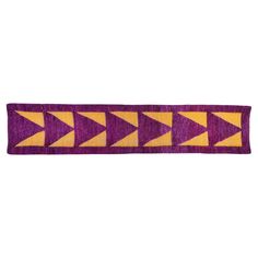 a purple and yellow ribbon with arrows on it