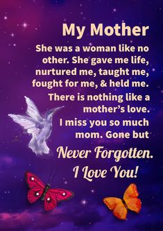 a mother poem with two butterflies flying in the sky