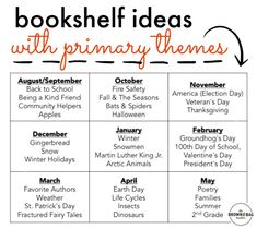 bookshelf ideas with primary themes and activities for elementary students to use in the classroom