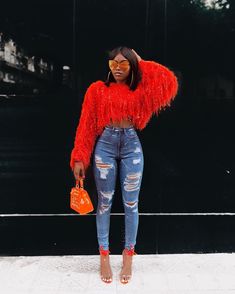 Winter Club Outfit, Winter Club, Club Outfit, Sweater Tops, Birthday Outfits, Outfits Black, Healthy Easy, Red Sweater, Round Neck Sweaters