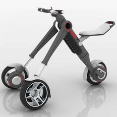 an electric scooter is shown with wheels on it's front and side