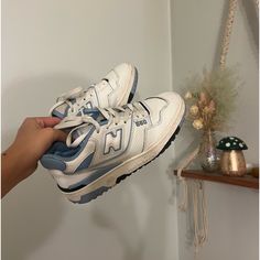 I Love These So Much They Just Are Too Small On Me :( But They Are Adorable!! New Balances, New Balance Blue, Shoes Baby, New Balance Shoes, Baby Blue, New Balance, Blue White, Color Blue, Size 7