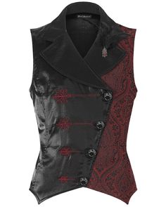 #ad Find ideas�and inspiration for Devil Fashion Mens Gothic Embroidered Jacquard Satin Waistcoat Vest Black Red, Men's Clothing Black Gothic Clothes, Mens Witchy Fashion, Man Gothic Fashion, Gothic Clothing Men, Men In Vests, Gothic Outfits Male, Black Red Outfit Men, Kawaii Clothes Men, Eye Fashion