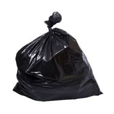 a black trash bag on a white background