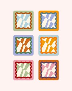 four squares with different designs on them