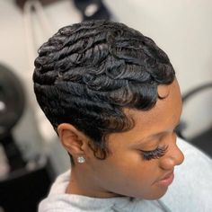 Finger Waves Short Hair, Short Relaxed Hairstyles, Black Hair Short Cuts, Short Hair Images, Natural Hair Short Cuts, Short Hair Black, Short Hair Pixie Cuts, Short Sassy Hair