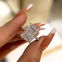 Buy Luxurious Elongated Radiant Cut Engagement Ring For Women at the lowest price from Maxinejewelry. Free shipping. 30 Day Replacement Guarantee. Free Gift Package. Square Cut Moissanite Engagement Ring, Trending Rings For Women, Wedding Rings Gold Diamond, Different Shaped Engagement Rings, Insane Engagement Rings, Square Shaped Ring, Flashy Wedding Rings, Wedding Rings Engagement Big, Elongated Rectangle Engagement Ring