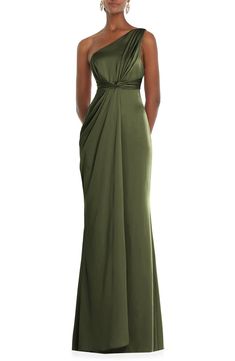 Dessy Collection One-Shoulder Satin Gown | Nordstrom Bridesmaids Styles, Green Formal Dresses, Dessy Collection, Mother Of The Bride Dresses Long, Curated Closet, Wedding Options, Elegant Weddings, Mother Of The Bride Gown, Mother Of Groom Dresses