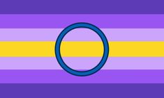 a purple and yellow striped background with a blue circle on the center, in the middle