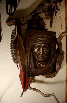 an image of a native american man on the wall