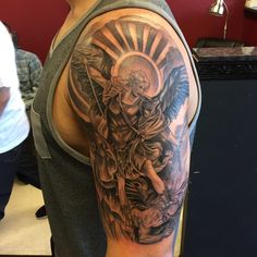 tattoo saint michael - Google zoeken St Christopher Tattoo, St Michael The Archangel Tattoo, Michael The Archangel Tattoo, Tattoos Angel, Atlas Tattoo