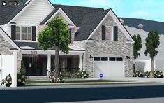 Bloxburg Front Of House, Bloxbuger House Ideas, Bloxburg Reference, Bloxburg Exterior Ideas, Bloxburg Town Layout Small Plot, Bloxburg House Layouts, Bloxburg Realistic, Modern Suburban House, Sims 4 Houses Layout