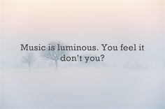 an image with the words music is luminous you feel it don't you?