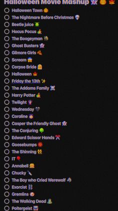 the halloween movie mashup menu
