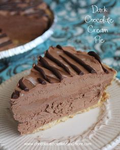 a piece of chocolate pie on a plate