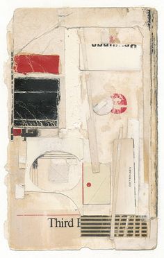 an altered collage of various objects including a toilet, sink and other things on paper