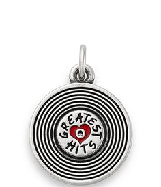 Enamel Greatest Hits Album Charm Reminiscent of the golden days of vinyl&#x2C; this sterling silver&#x2C; hand-enameled charm from James Avery is a miniature replica of a record. It features a label that reads Greatest Hits on one side with details like a colorful red heart in the center and tiny turntable spindle hole. Use it as a memento of love&#x2C; friendship or a nostalgic reminder of the days of yesteryear. Product specifications: Sterling Silver Re Charms James Avery, James Avery Charm, James Avery Charms, Silk Bonnet, Bracelets Ideas, James Avery Jewelry, Golden Days, Dream Gift, Bracelet Charms