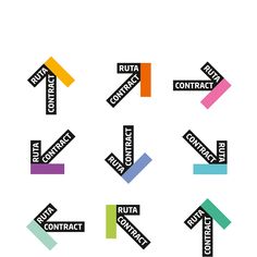 six different types of arrows with the words contact and contract written in black on them