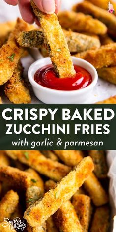 crispy baked zucchini fries with garlic and parmesan are the perfect appetizer to serve