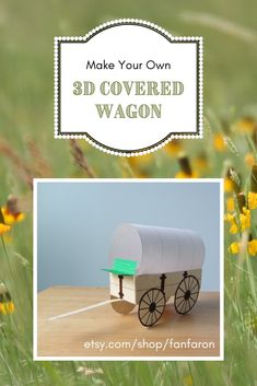 This pin includes multiple crafts you can make from paper: a covered wagon, a log cabin, and a tipi. Covered Wagon Craft, Laura Ingalls Wilder, Covered Wagon, Laura Ingalls, 3rd Grade, Wild West, Middle School