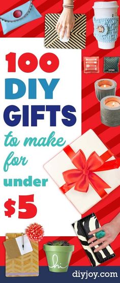 gifts for under $ 5 are on display with the words, 100 diy gifts to make