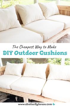 - https://howcandothis.com/homedecoration/low-cost-diy-outside-cushions/ Waterproof Spray, Outdoor Furniture Plans, Outdoor Couch, Diy Outdoor Decor, Patio Diy, Diy Cushion, Patio Cushions, Diy Furniture Couch, Pallet Wood