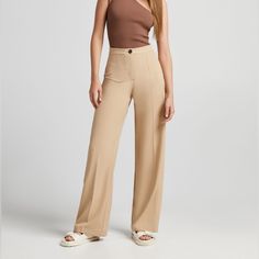 New With Tags. Size Xs. Versatile Neutral Bottoms, Chic Fitted Beige Wide Leg Pants, Fitted Chic Beige Wide Leg Pants, Elegant Brown Wide Leg Summer Pants, Tan Wide Leg Pants, Pants Color, Leg Pants, Wide Leg Pants, Pant Jumpsuit