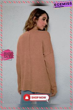 Split Short Front and Long Back Casual V-neck Long Sleeve Knitted Sweater Woman Solid Color Knit V-neck Sweater, Cozy V-neck Knit Top For Fall, Oversized V-neck Solid Color Sweater, Trendy V-neck Knit Top For Fall, Oversized V-neck Knit Top For Fall, Solid Knitted V-neck Sweater For Fall, Trendy Soft Knit V-neck Sweater For Fall, Knitted V-neck Sweater For Fall, V-neck Sweater For Fall Layering