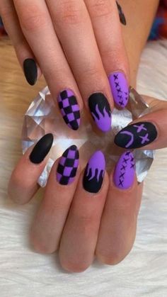 Fake Nails Designs, Purple Acrylic Nails, Purple Nail Designs, Acrylic Nails Coffin Short, Short Acrylic Nails Designs, Dope Nails, Short Acrylic Nails