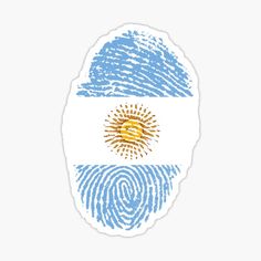 a fingerprint with the flag of argentina in blue and gold on it's left side