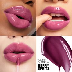 Ready for a glam getaway? Berry Spritz is a breezy lilac-mauve with a tantalizing tingle and the creamiest shine. It’s packed with pout-plumping peptides and hyaluronic filling spheres that leave your lips looking fuller and sexier instantly, plus Vitamin E for lasting hydration and softness.   Visibly plumps up lips with a tingling sensation  Rich, creamy color and lustrous, shimmer-free shine  Vitamin E for lasting moisture  Lips look fuller and sexier  Cruelty-free Key Ingredients:  Unique Pe Creamy Color, Eye Makeup Pictures, Creative Life Quotes, Smooth Lips, Makeup Pictures, How To Line Lips, Lip Cream, Lip Plumper, Lip Moisturizer