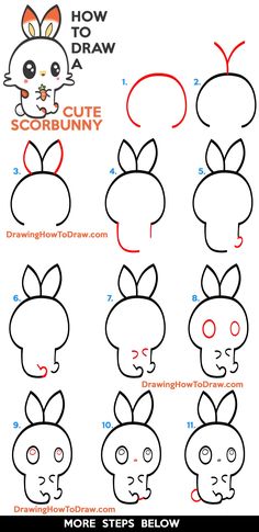 how to draw a cute bunny from the side with step by step instructions for kids