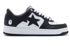 A Bathing Ape Bape Sta White Black (2022) - 001FWI701007I-BLK - US Bape Star, Bapesta Shoes, Bape Shoes, Bape Sneakers, Bape Sta, Pretty Sneakers, Painted Canvas Shoes, Ape Bape, Dr Shoes