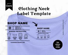 a t - shirt label is shown on the front and back of it