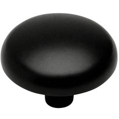 a black round knob on a white background