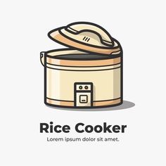 rice cooker with lid on white background