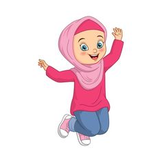 Eid Children Cartoon, Muslim Girl Cartoon, Eid Moubarak, Eid Adha, Kids Going To School, Education Poster Design