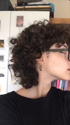 Short Curly Hair Mullet Woman, Boy Cut For Women Curly, Female Curly Mullet, Curly Hair Short Mullet, Short Curly Mullet Women, Short Female Mullet, Short Curly Hair Pixie, Curly Pixie Haircut, Curly Mullet Hairstyle Women