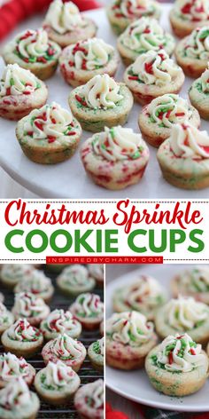 These Christmas Sprinkle Cookie Cups are an easy and delicious Christmas cookie recipe that is certain to add color and fun to your holiday cookie tray. Easy To Make Christmas Cookies, Homemade Christmas Cookies, Christmas Desserts Kids, Christmas Baking Gifts, Cookie Cups Recipe, Holiday Baking Christmas, Christmas Food Treats, Christmas Cookie Recipe