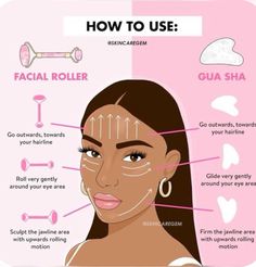 Gua Sha And Roller Routine, Gua Sha Roller Tutorial, Facial Roller Routine, Gua Sha And Face Roller, Order Of Face Routine, Face Roller Tutorial, Gua Sha Roller Technique, Gua Roller, How To Use Face Roller And Gua Sha