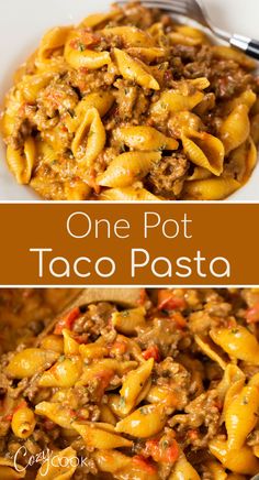 taco pasta in a white bowl with a silver fork One Pot Taco Pasta, Pasta Beef, Easy Pasta Dinner Recipes, Beef Pasta Recipes, Easy Pasta Dinner, Taco Pasta, Salad Pasta