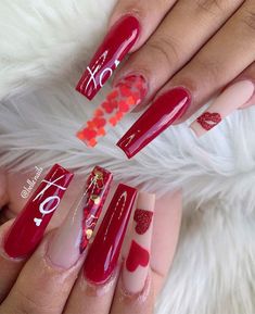 Red Valentines Nails, Nails Valentines Day, Valentines Nail Art Designs, Nails Valentines, Valentine Nails, Nails 2021, Vacation Nails