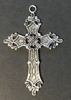 Large zinc cross lightweight 2in x 1.5in charm for necklace or earrings  Gothic style Metal Crucifix Cross Necklace Gift, Metal Crucifix Cross Necklace For Gift, Metal Crucifix Cross Necklace As Gift, Spiritual Cross Jewelry In Metal, Nickel-free Metal Cross Pendant Jewelry, Nickel-free Metal Cross Jewelry, Spiritual Metal Cross Necklace, Metal Cross Pendant For Jewelry Making, Metal Cross Necklace With Large Pendant