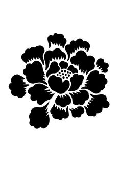 a black and white flower on a white background