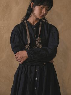 Composition : 100% washed linenColor : indigoCountry of Origin : KOREA Pilgrim Fashion, Jumpsuit Dress, Dress Outfits, Shirt Dress, Composition, The Originals, Clothes For Women, Dresses, Clothes