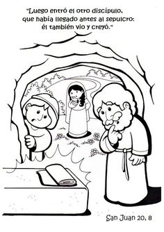 a coloring page with an image of jesus and mary in the mangeroom, which is written in spanish